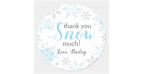 Thank You Snow Much Winter Onederland Blue Snow Classic Round Sticker