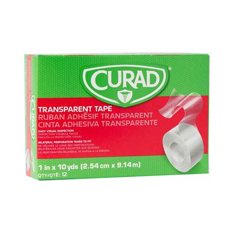 Curad Cinta adhesiva quirúrgica transparente cinta médica 1 x 10 yardas