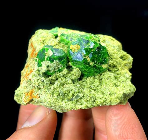 Demantoid Garnet Crystals On Matrix Stunning Mineral Specimen