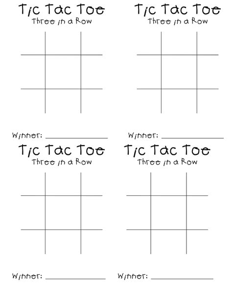 Printable Tic Tac Toe Sheets