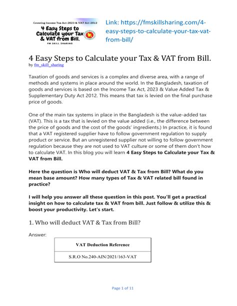 How To Calculate Tax Vat On Bill And Base Amount Explanation