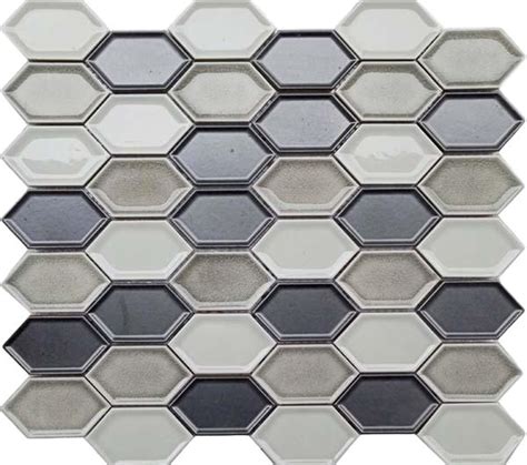 Honeycomb Beveled Picket Porcelain Mosaic Tiles Storm Gray Rocky