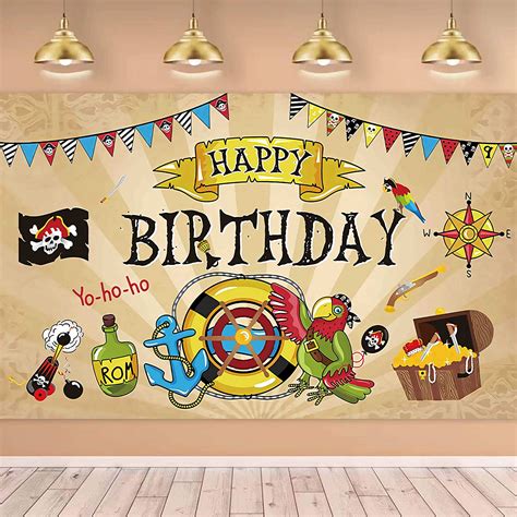 Happy Birthday Backdrop Banner Extra Large Fabric Black Gold Sign