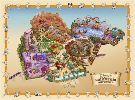 Illustrated map of Disney's California Adventure. Disney Map, Disney ...