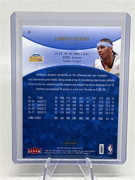 Fleer Hot Prospects Carmelo Anthony Nba Fhof Nm Ebay