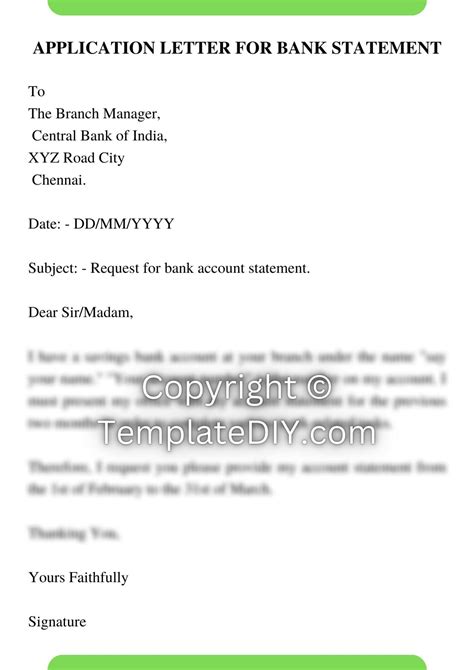 Bank Statement Request Letter Format Samples And How To 44 Off