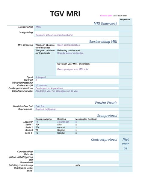 Tgv Mri Knie P Mri Tgv Knie Mri Onderzoek Lesperiode Lichaamsdeel