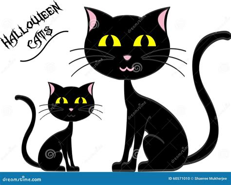 Schwarze Katzen Halloweens Vektor Abbildung Illustration Von Halloween