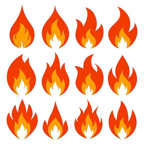 Set Of Fire Flame Symbols Vector Illustration Premium Ai Generated Vector