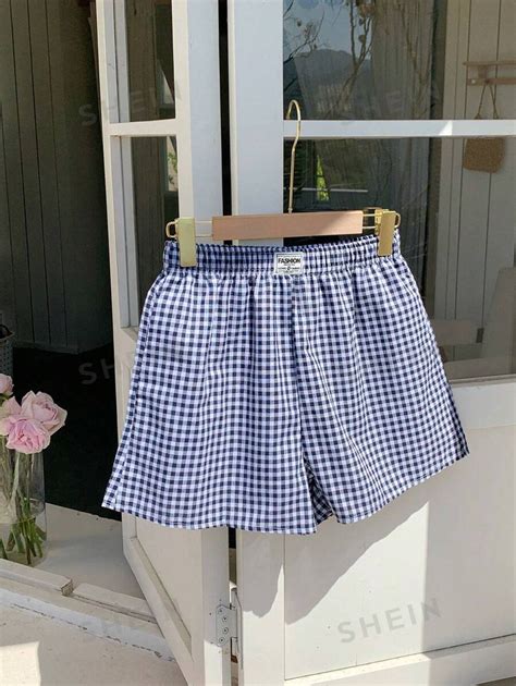 Shein Ezwear Spring Summer Plaid Bermuda Shorts For At Home Casual Wear