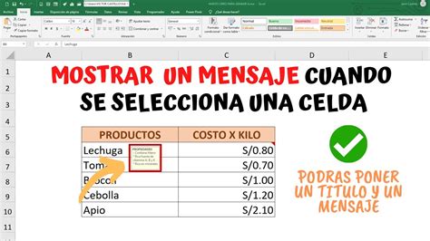 Cómo mostrar un mensaje en una celda de Excel Recursos Excel