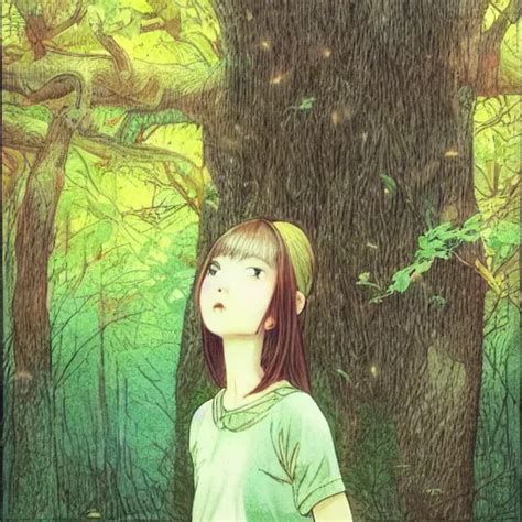 Detailed Cute Girl In A Forest Style From Asano Inio Stable Diffusion