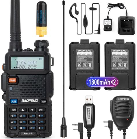 BaoFeng Radio de mano UV 5R con batería extra de 1800 mAh y antena de