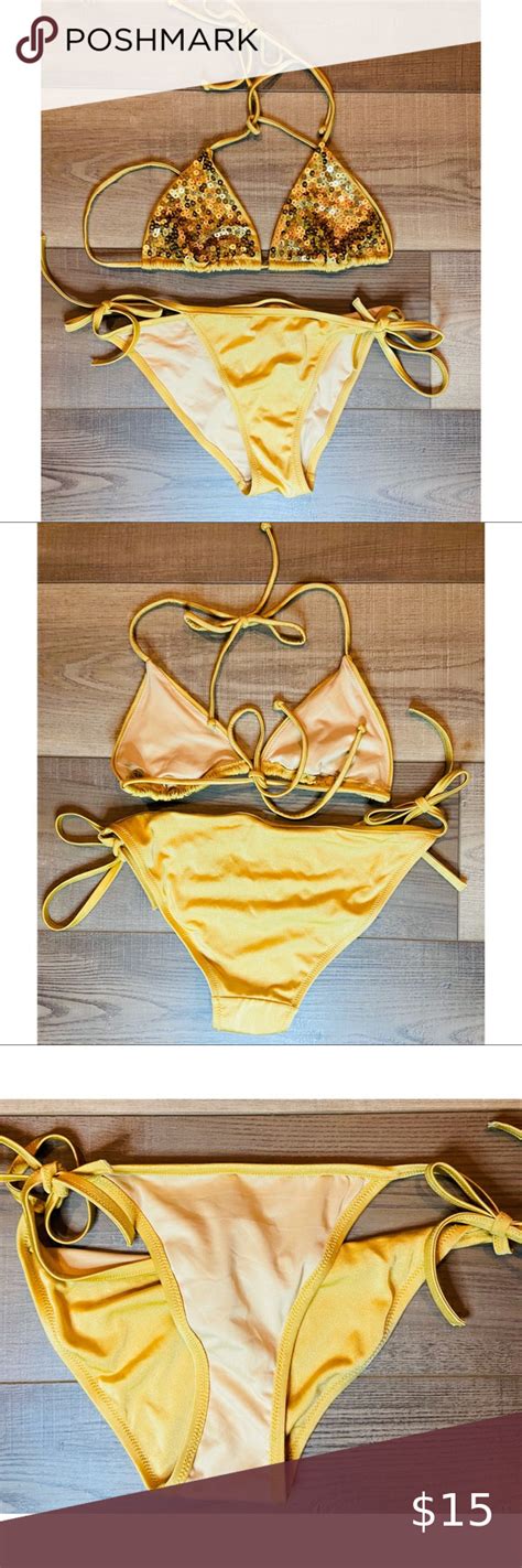 EUC Victorias Secret Gold Sequin Bikini Sequin Bikini Bikinis