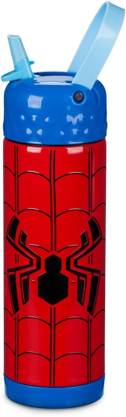 Marvel Spider Man Stainless Steel Water Bottle With Built In Straw