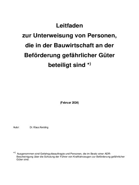 Ausfüllbar Online Leitfaden zur Unterweisung von Personen in der