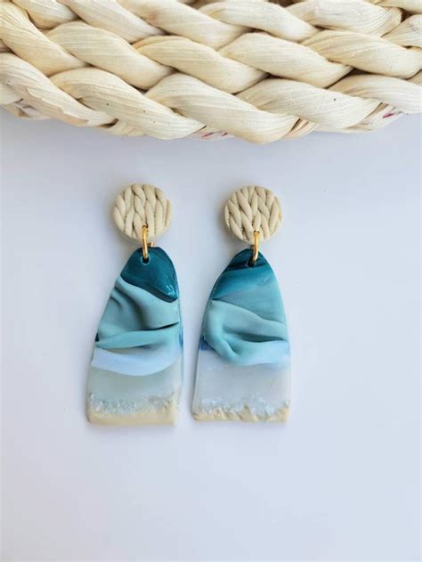 Beach Polymer Clay Earrings Beach Earrings Summer Etsy