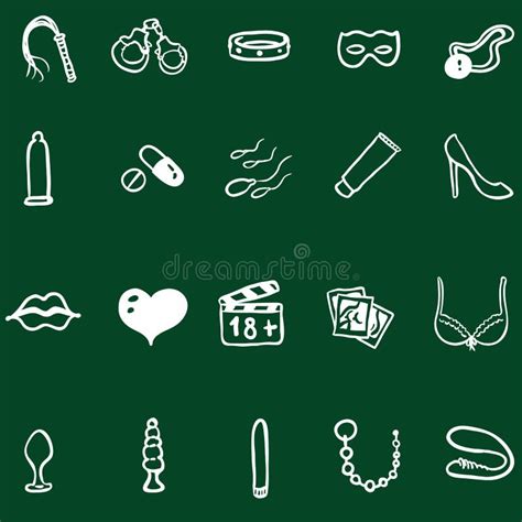 Vector Set Of Chalk Doodle Sexshop Icons Stock Vector Illustration Of