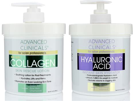 Advanced Clinicals Collagen Cream And Hyaluronic Acid Cream Set Two 16 Fl Oz