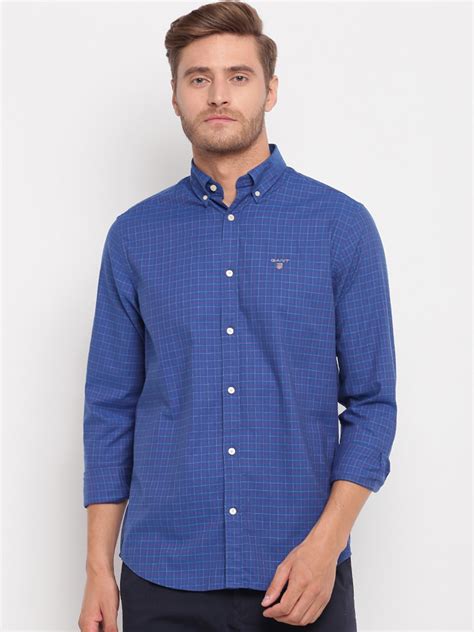 Buy Gant Men Blue Regular Fit Checked Casual Shirt Shirts For Men