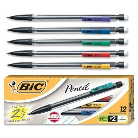 Bic Xtra Smooth Mechanical Pencil 07 Mm Hb 25 Black Lead Clear