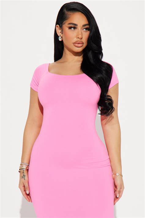 Gina Double Lined Midi Dress Pink Fashion Nova Dresses Fashion Nova