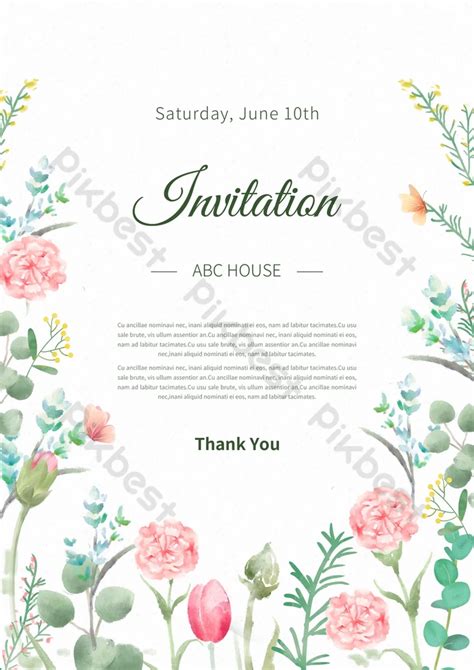 floral wedding invitation border party psd   pikbest