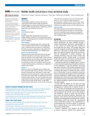 Fillable Online Mobile Health And Privacy Cross Sectional StudyThe BMJ