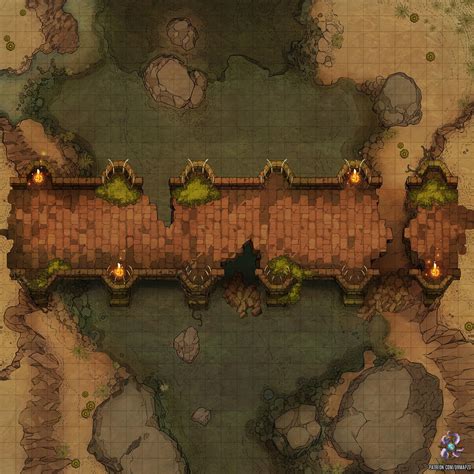 Ancient Bridge Battle Map 30x30 Rdndmaps