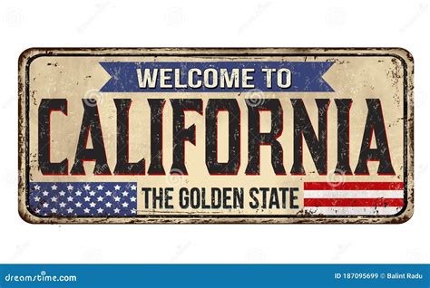 Welcome To California Vintage Rusty Metal Sign Stock Vector