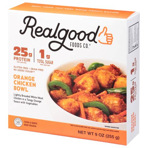 Realgood Foods Co Orange Chicken Bowl Front Right Elevated