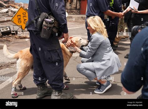 Maui Hawaii 21 August 2023 First Lady Jill Biden Ist Ein Hund