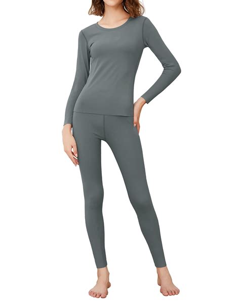 Innersy Womens Thermal Base Layer Soft Long Johns Set Mid Weight Ski Top And Bottoms For Winter