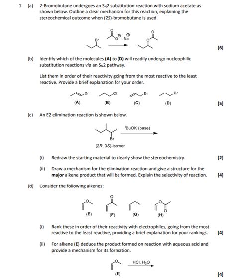 Solved 1 A 2 Bromobutane Undergoes An SN2 Substitution Chegg