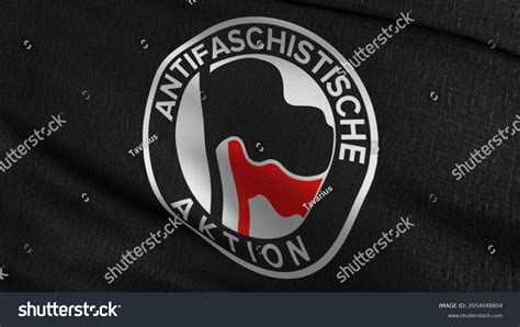 Antifaschistische Aktion Flag Blowing Wind 3d Stock Illustration