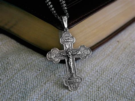 Griechisch Orthodoxes Kreuz Halskette M Nner Kruzifix Anh Nger Etsy De