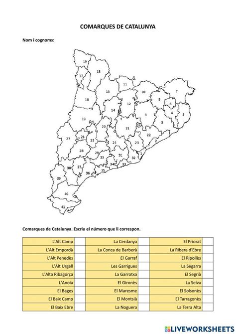 Comarques De Catalunya Interactive Worksheet Social