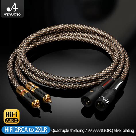 One Pair Audio Cable Hifi Rca To Xlr Cord Hi End Ofc Silver Plated