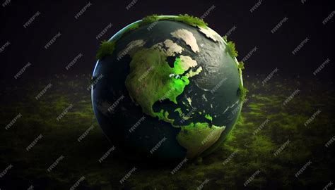 Premium Ai Image Globe On Moss In Forest Environmental Earth Day