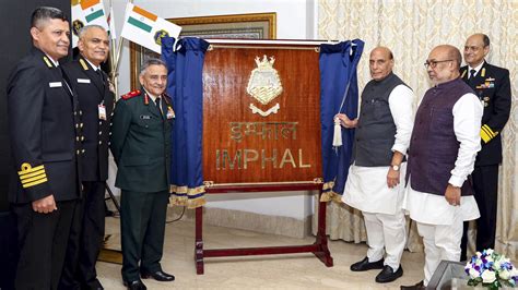 Rajnath Singh Unveils Crest Of Navy Advanced Warship ‘imphal India News The Indian Express