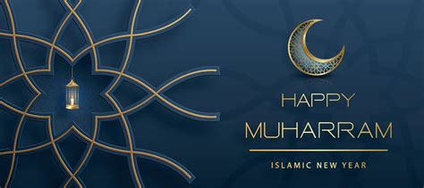 Happy Muharram The Islamic New Year New Hijri Year Design With Gold Pattern On Paper Color