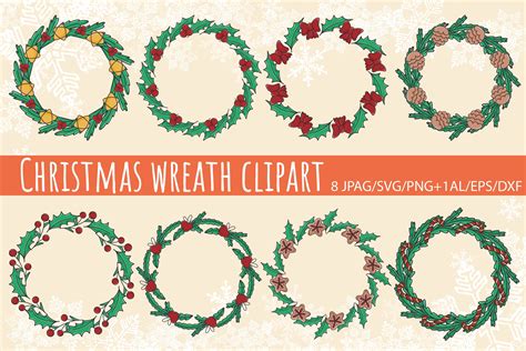 Christmas Wreath Clipart 8 SVG PNG Graphic By Klimushka Creative Fabrica