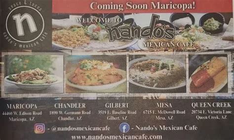 Nando S Mexican Cafe Menu Maricopa Az Checkle