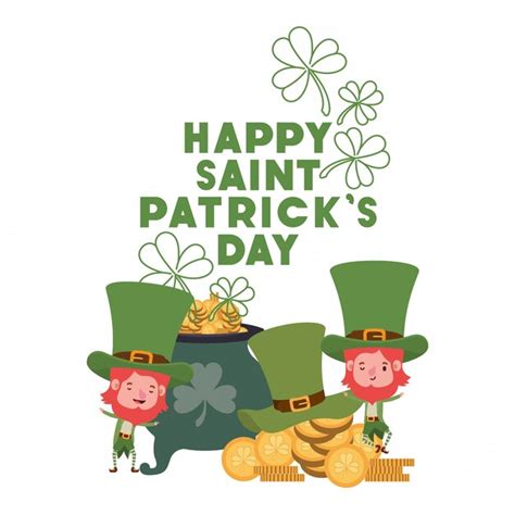 Premium Vector Happy Saint Patricks Day Label With Leprechauns Character