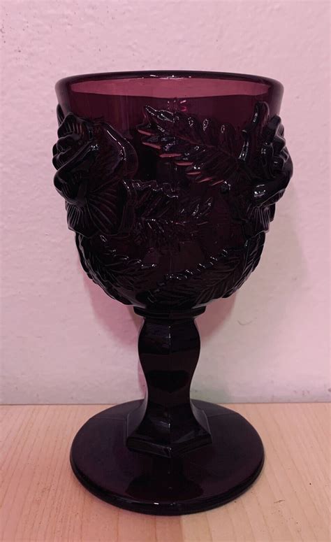 VINTAGE MADONNA INN WILD ROSE GOBLET PURPLE AMETHYST FENTON L G