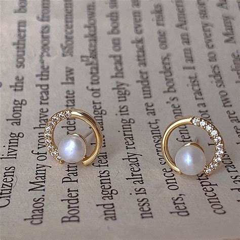 Stud Earrings New Arrival Trendy Round Exquisite Pearl Round C