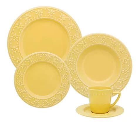 Juego de cena y té de 30 piezas Oxford Mendi Sicily color amarillo