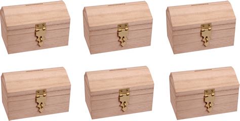 Pack Of Ready To Decorate Wood Treasure Chest Box Savings Bank With