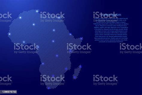 Africa Map From Blue Pattern Slanted Parallel Lines And Glowing Space