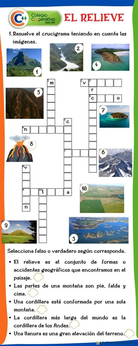 A Crossword Puzzle With Pictures Of Mountains And Lakes